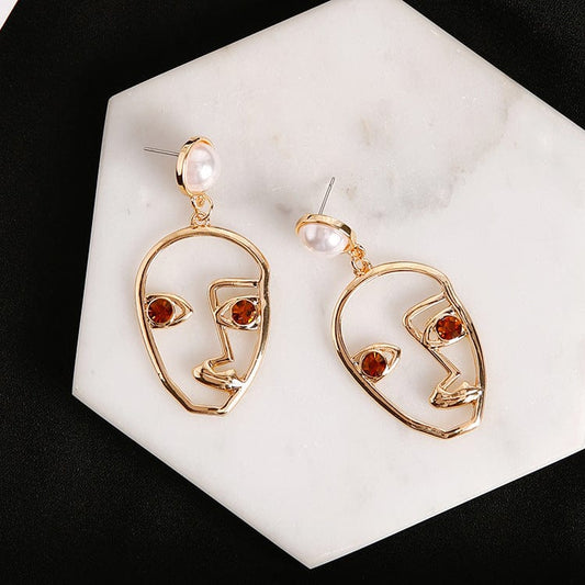 EmiSmile accessories Handmade Face Contour Pearl Earrings – Artistic, Bold & Playfully Chic