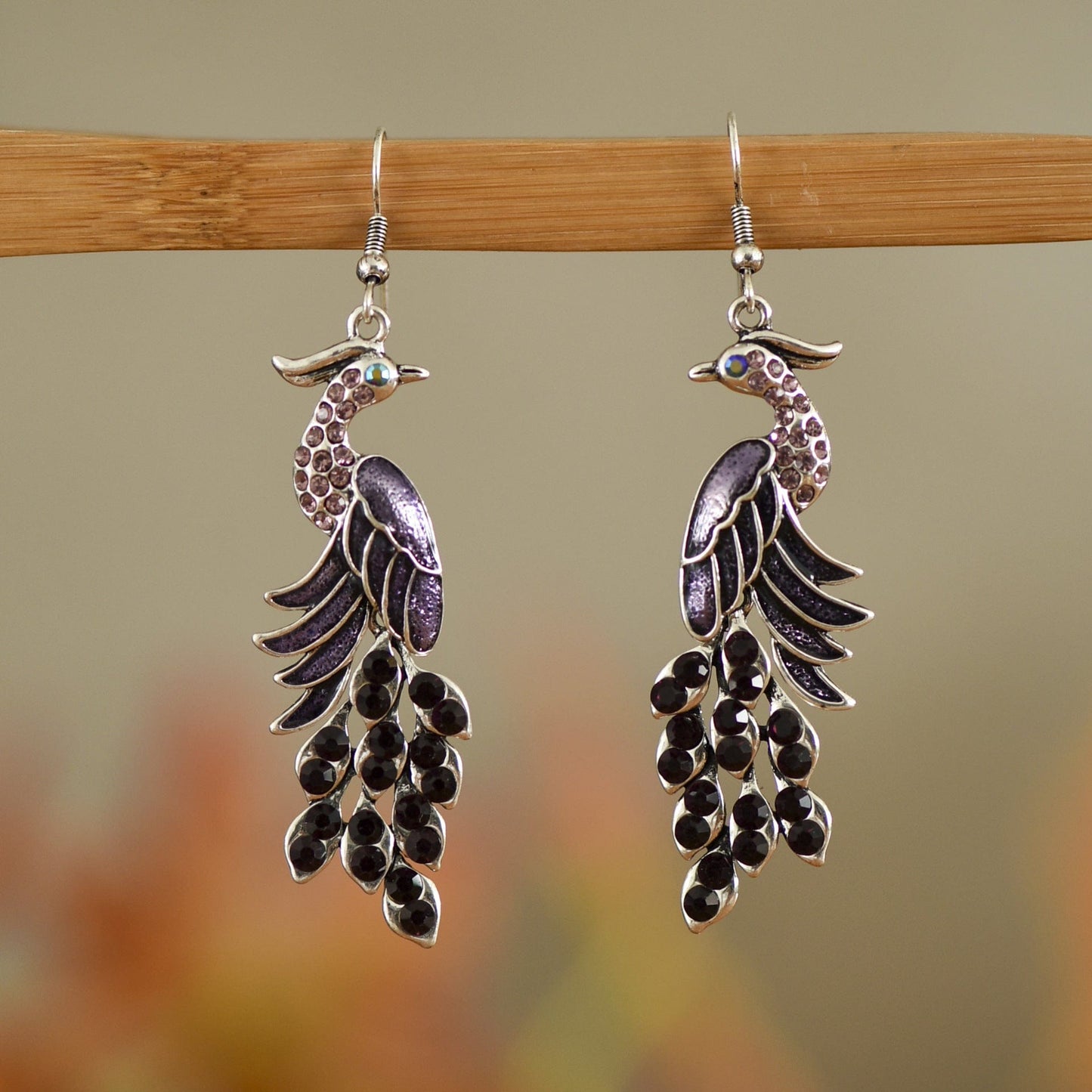 EmiSmile details matter DC18654 Purple Retro Peacock Texture Earrings – Bold, Artistic, and Timeless