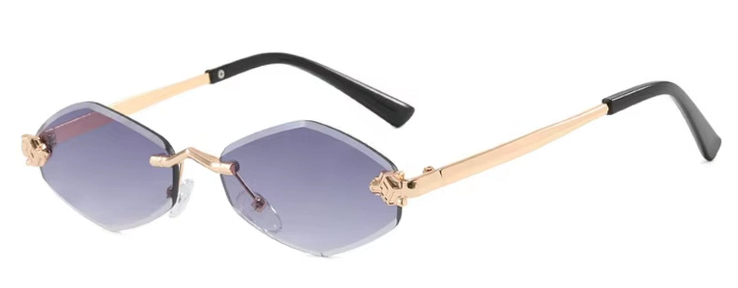 EmiSmile shades of style Gold Gradient Gray / Other "Vintage Rhombus" Women’s Rimless Polygon Sunglasses – Luxury Retro Metal Shades