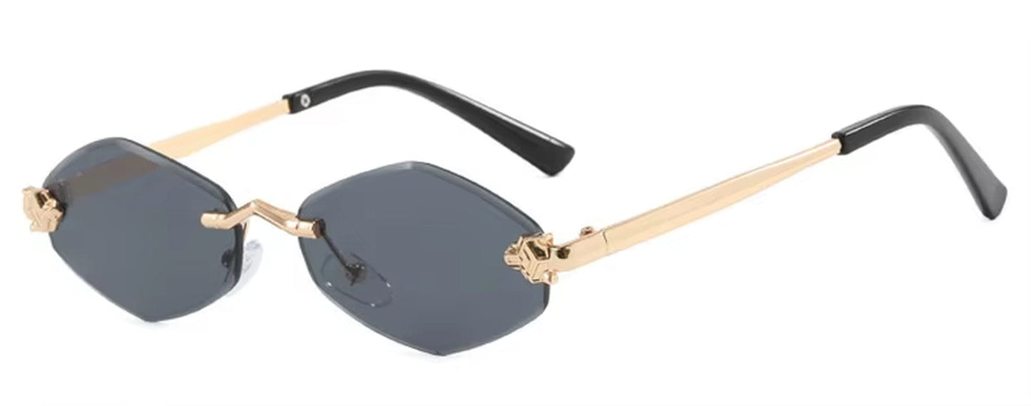 EmiSmile shades of style Gold Gray / Other "Vintage Rhombus" Women’s Rimless Polygon Sunglasses – Luxury Retro Metal Shades