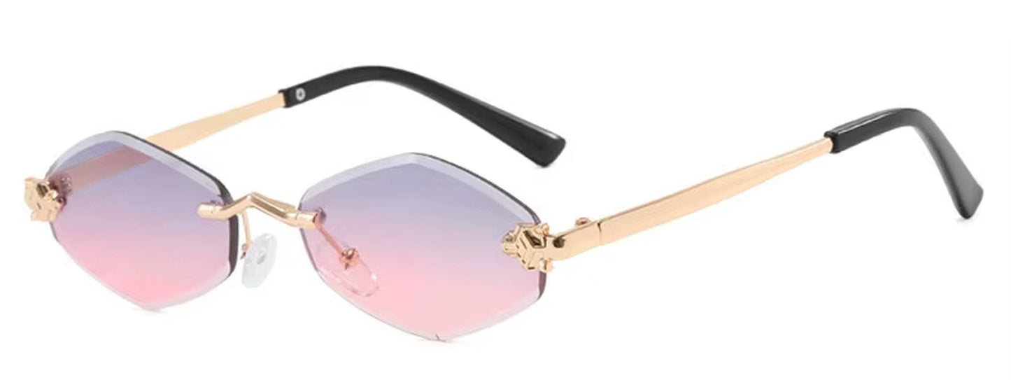 EmiSmile shades of style Gold Gray Pink / Other "Vintage Rhombus" Women’s Rimless Polygon Sunglasses – Luxury Retro Metal Shades