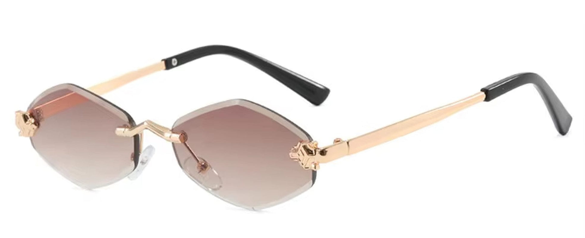 EmiSmile shades of style Gold Tea / Other "Vintage Rhombus" Women’s Rimless Polygon Sunglasses – Luxury Retro Metal Shades
