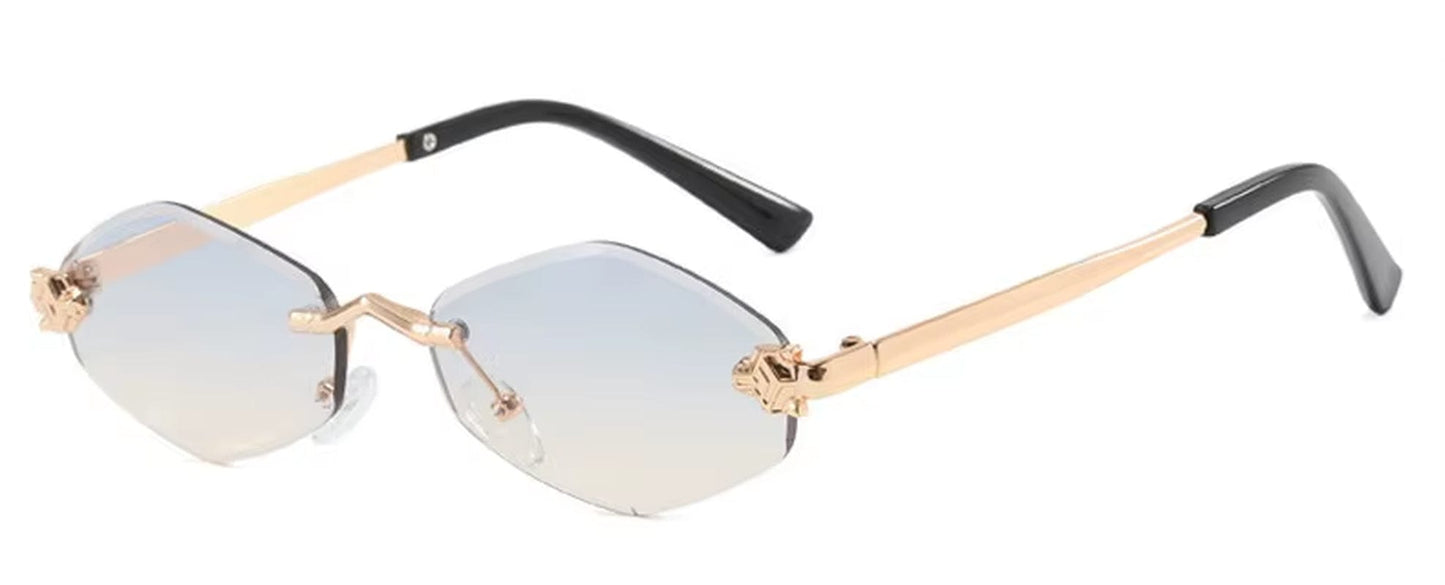EmiSmile shades of style Gun Blue Yellow / Other "Vintage Rhombus" Women’s Rimless Polygon Sunglasses – Luxury Retro Metal Shades
