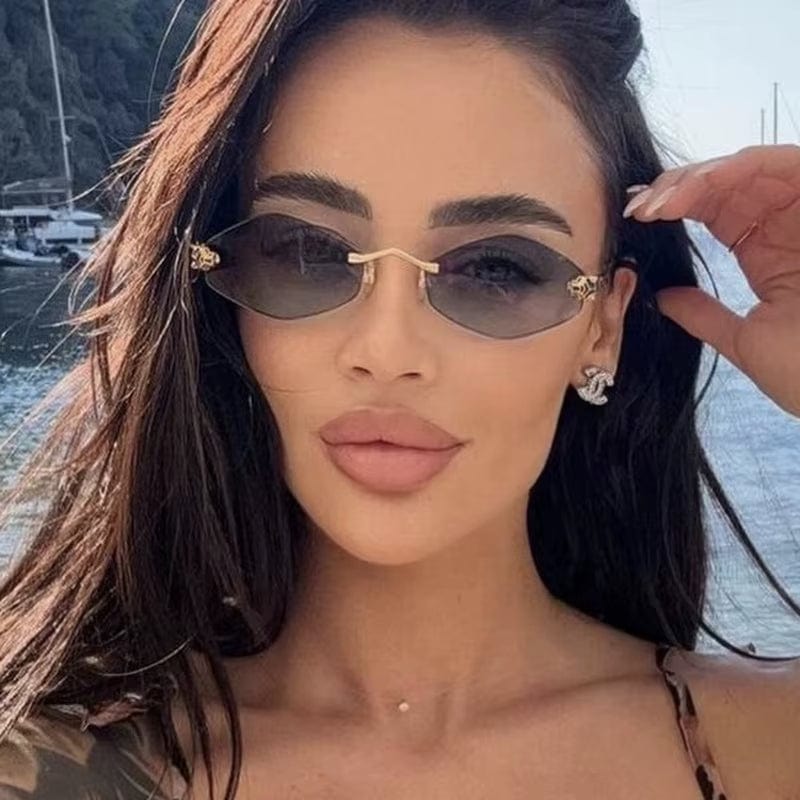 EmiSmile shades of style "Vintage Rhombus" Women’s Rimless Polygon Sunglasses – Luxury Retro Metal Shades