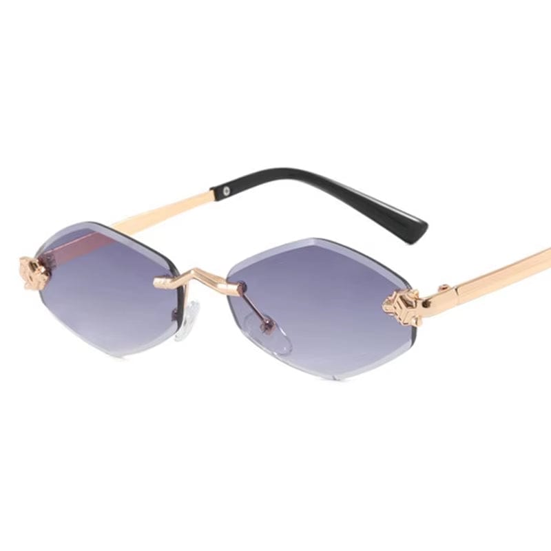 EmiSmile shades of style "Vintage Rhombus" Women’s Rimless Polygon Sunglasses – Luxury Retro Metal Shades