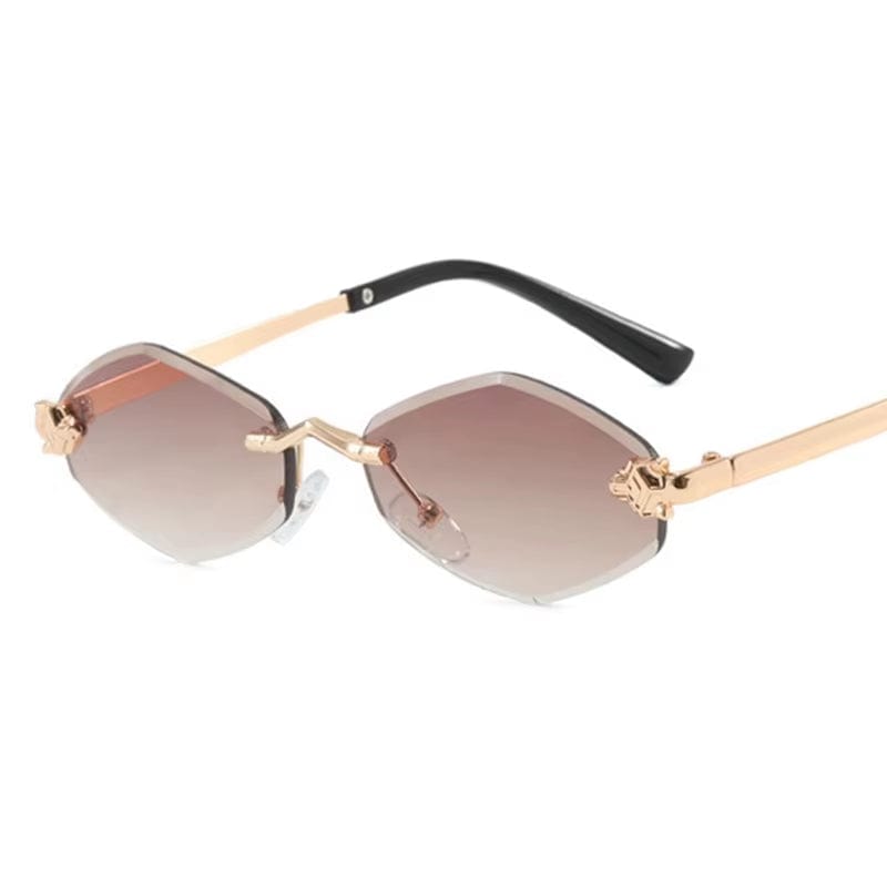 EmiSmile shades of style "Vintage Rhombus" Women’s Rimless Polygon Sunglasses – Luxury Retro Metal Shades