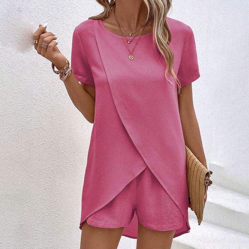 EmiSmile tops "Casual Summer Lounge Set – Short Sleeve Top & Matching Shorts"