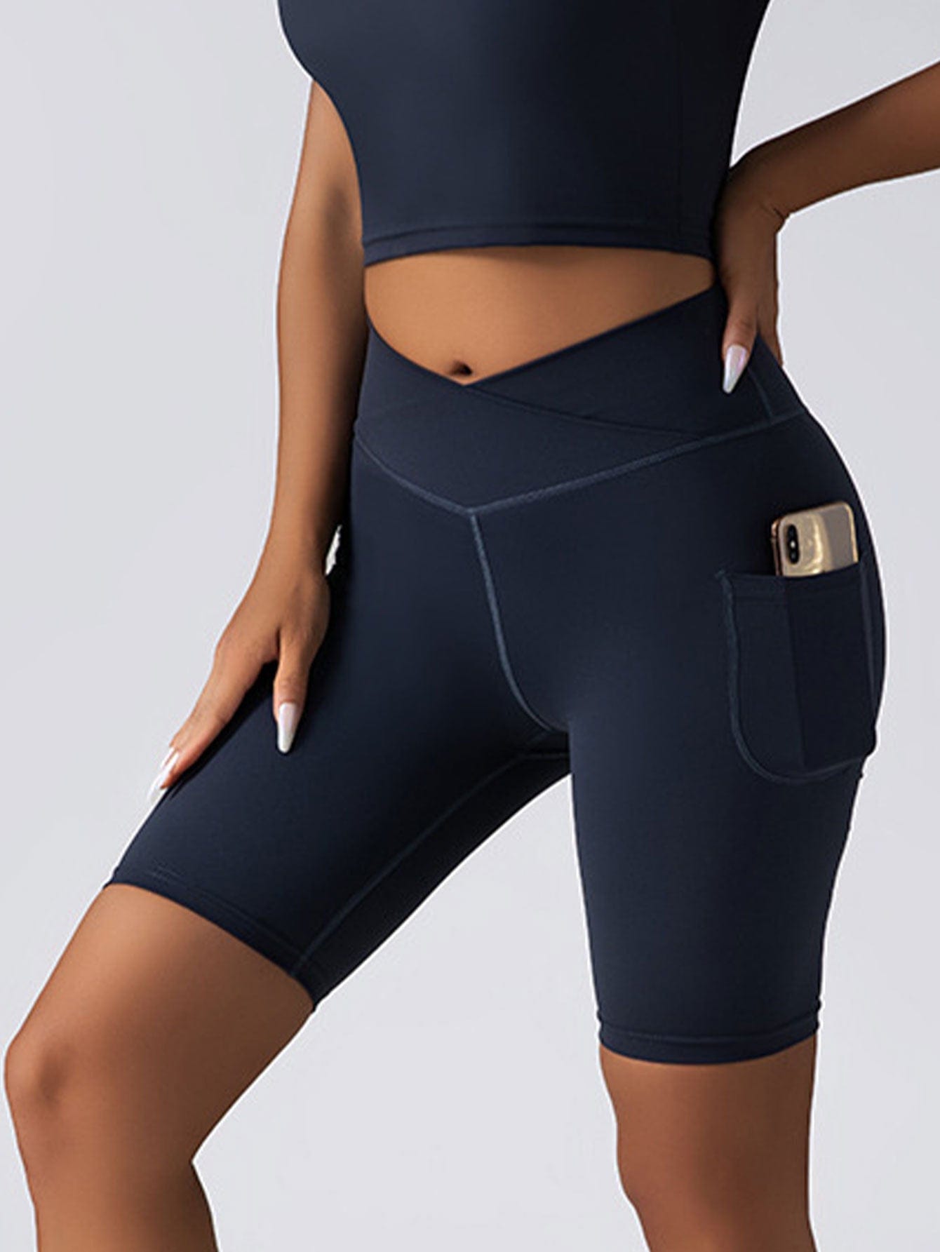 EmiSmile tracksuit Navy blue / L Tummy Control Biker Shorts with Pockets ‍♀️ | High-Waisted Yoga & Gym Shorts for Women