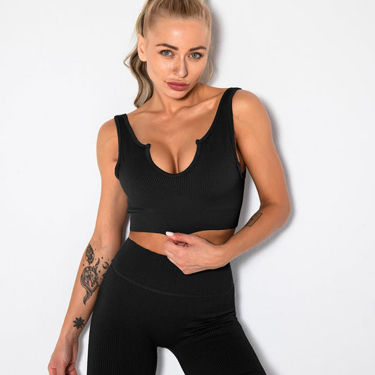 EmiSmile tracksuit 🖤 Seamless Longline Sports Bra Crop Top for Women – Ribbed, Supportive & Stylish