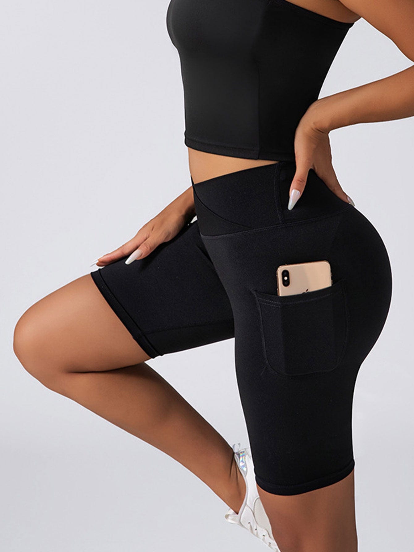 EmiSmile tracksuit Tummy Control Biker Shorts with Pockets ‍♀️ | High-Waisted Yoga & Gym Shorts for Women
