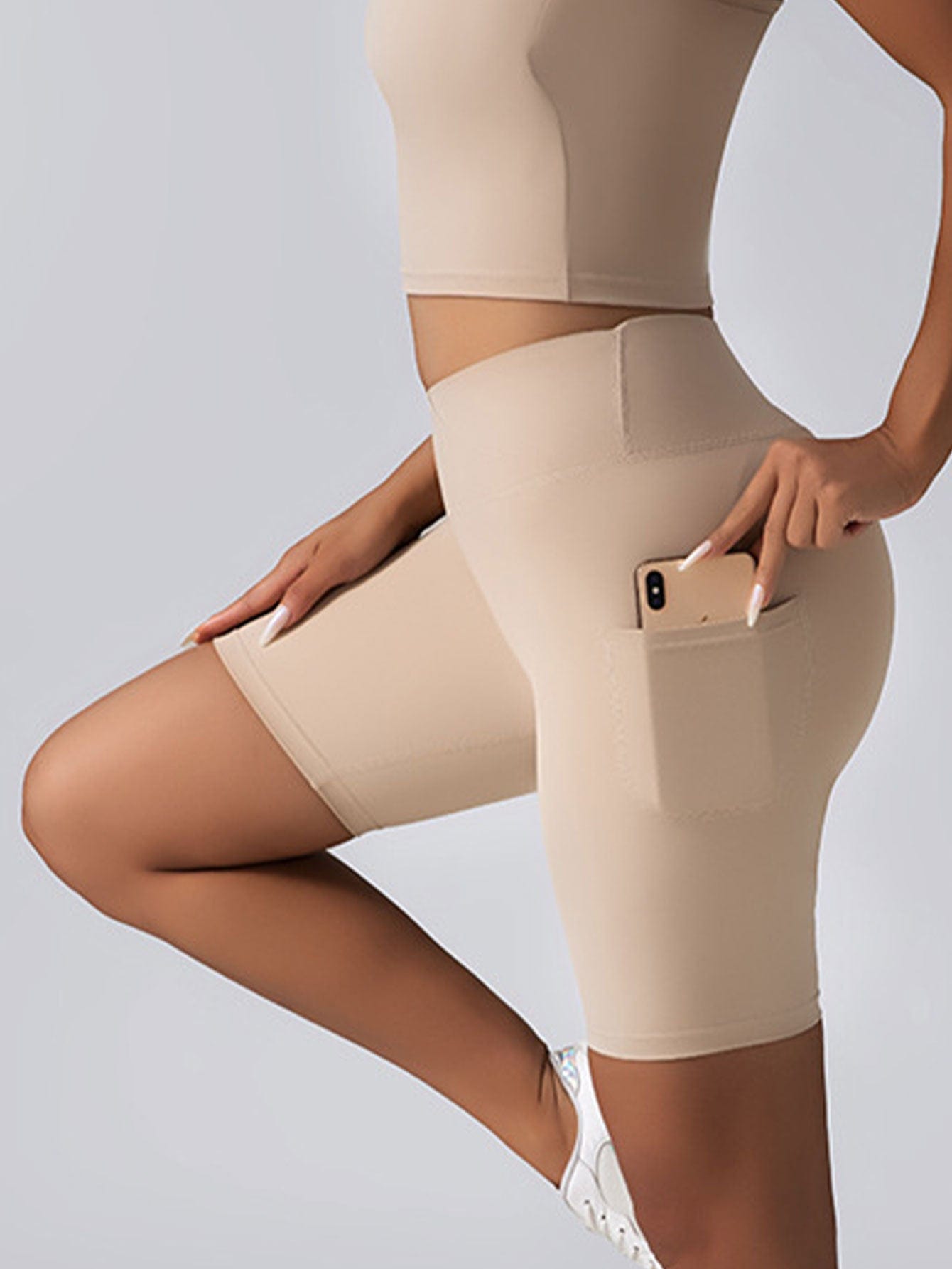 EmiSmile tracksuit Tummy Control Biker Shorts with Pockets ‍♀️ | High-Waisted Yoga & Gym Shorts for Women