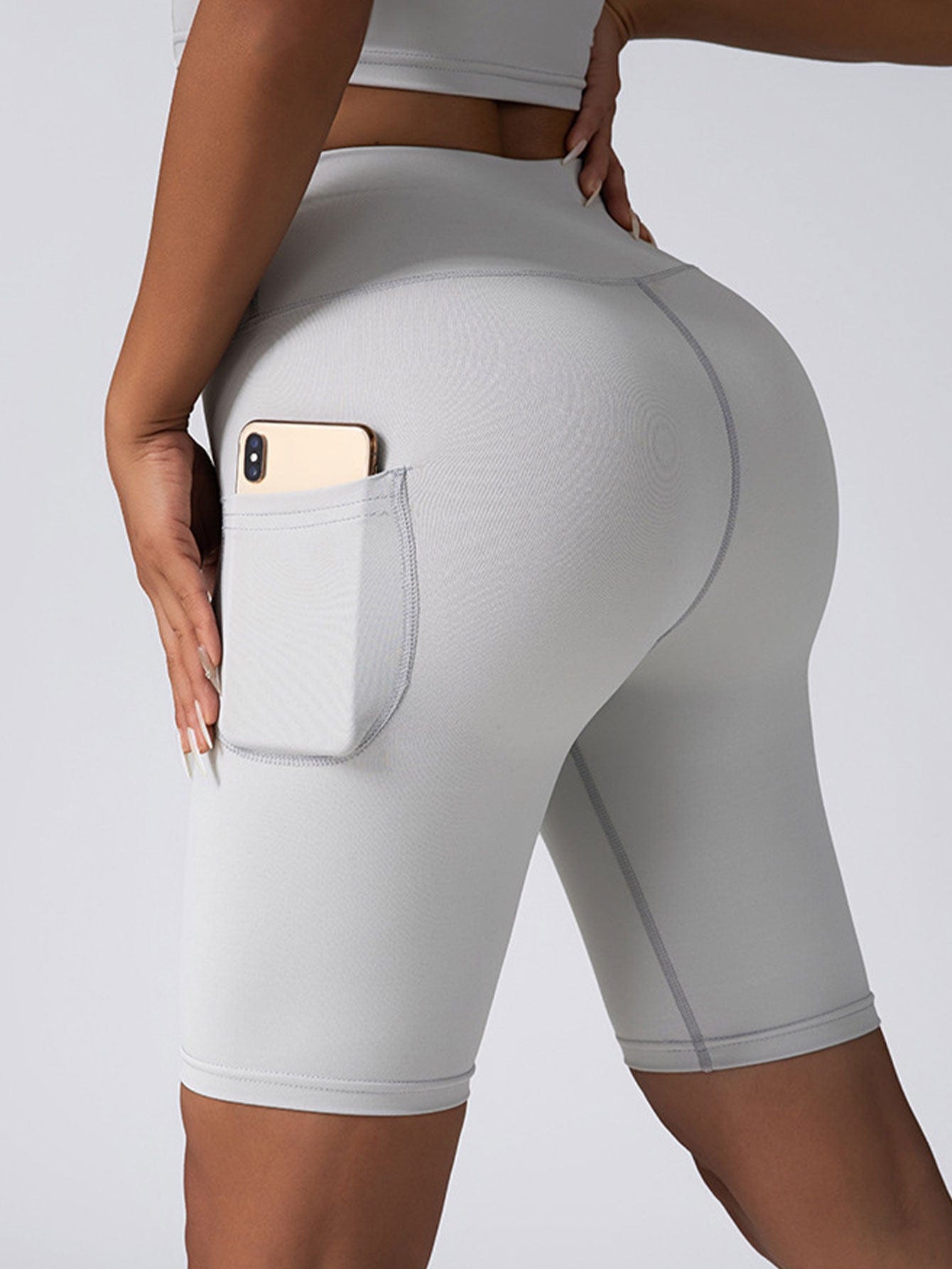 EmiSmile tracksuit White / L Tummy Control Biker Shorts with Pockets ‍♀️ | High-Waisted Yoga & Gym Shorts for Women