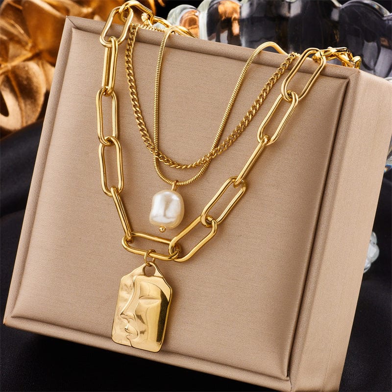 EmiSmile woman Gold Women Elegant Pearls Pendant Necklace Jewelry Accessories
