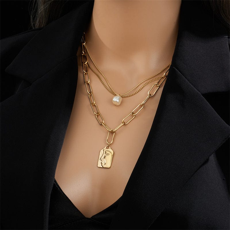 EmiSmile woman Gold Women Elegant Pearls Pendant Necklace Jewelry Accessories