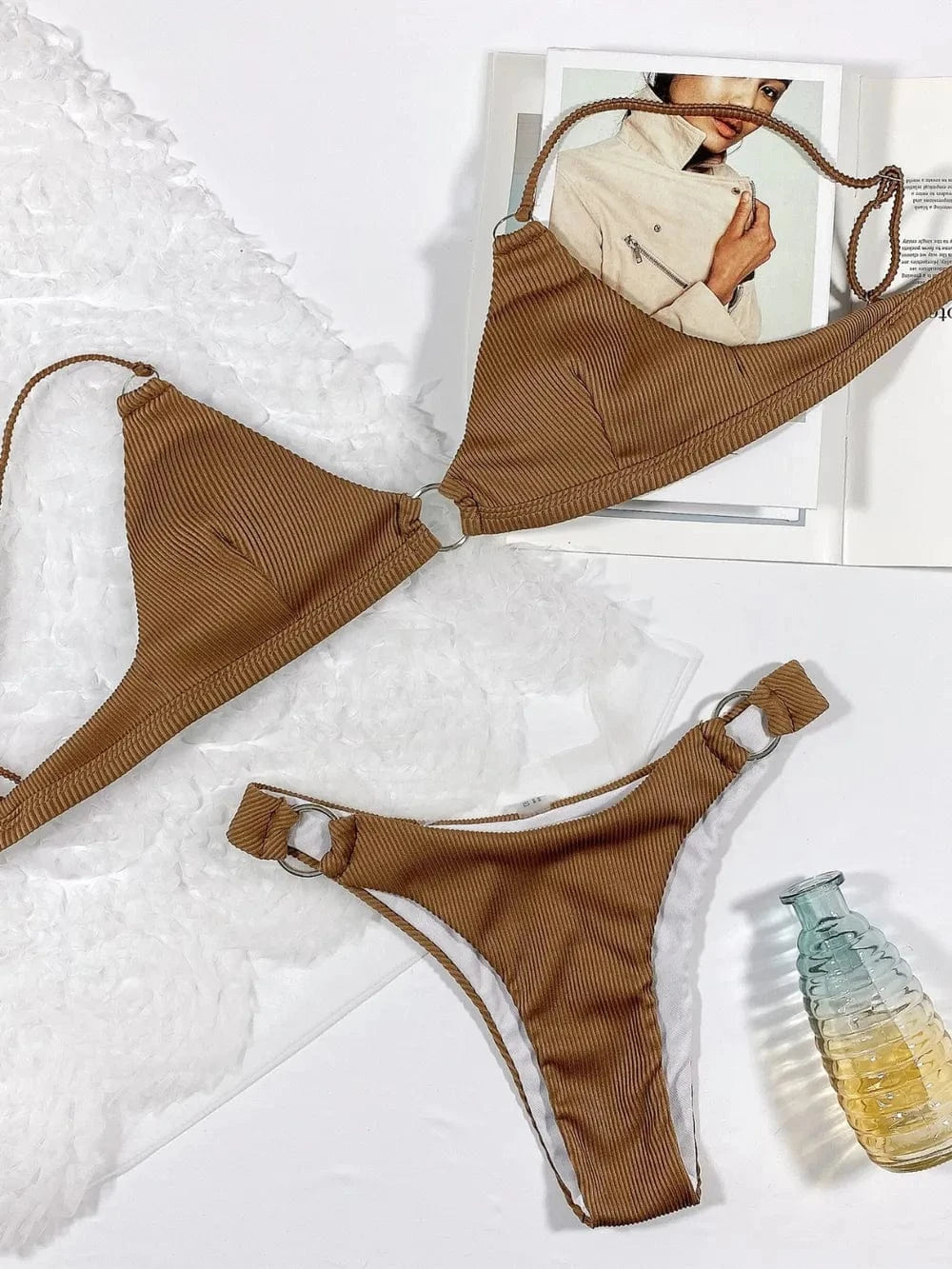Trendsi 𝑺𝑾𝑰𝑴𝑾𝑬𝑨𝑹 Plunge Spaghetti Strap Swim Set