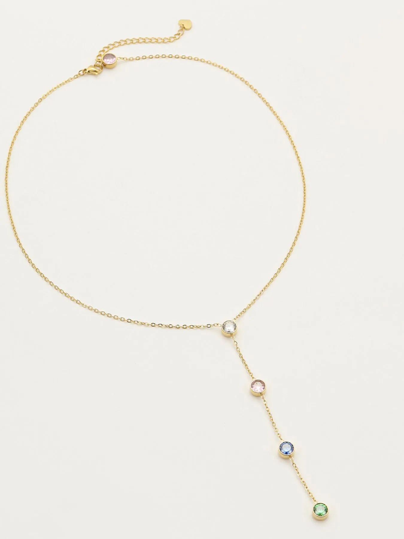 Trendsi 18K Gold-Plated Stainless Steel Zircon Y-Drop Necklace