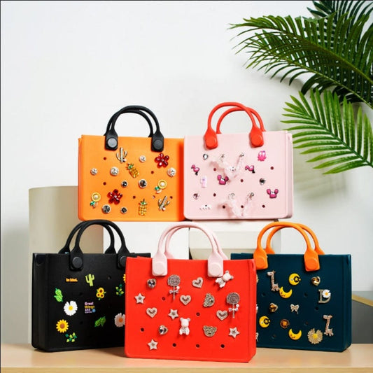 Trendsi 4 Waterproof EVA Handbag Punching Women's Tote Bags With Shoulder Strap For Women Hand Tote Bag Beach Bag