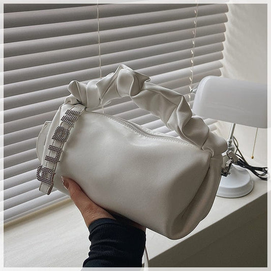 Trendsi 4 White Women's New Shoulder Bag Fairy Student Underarm Bag Women's Pleated Handbag