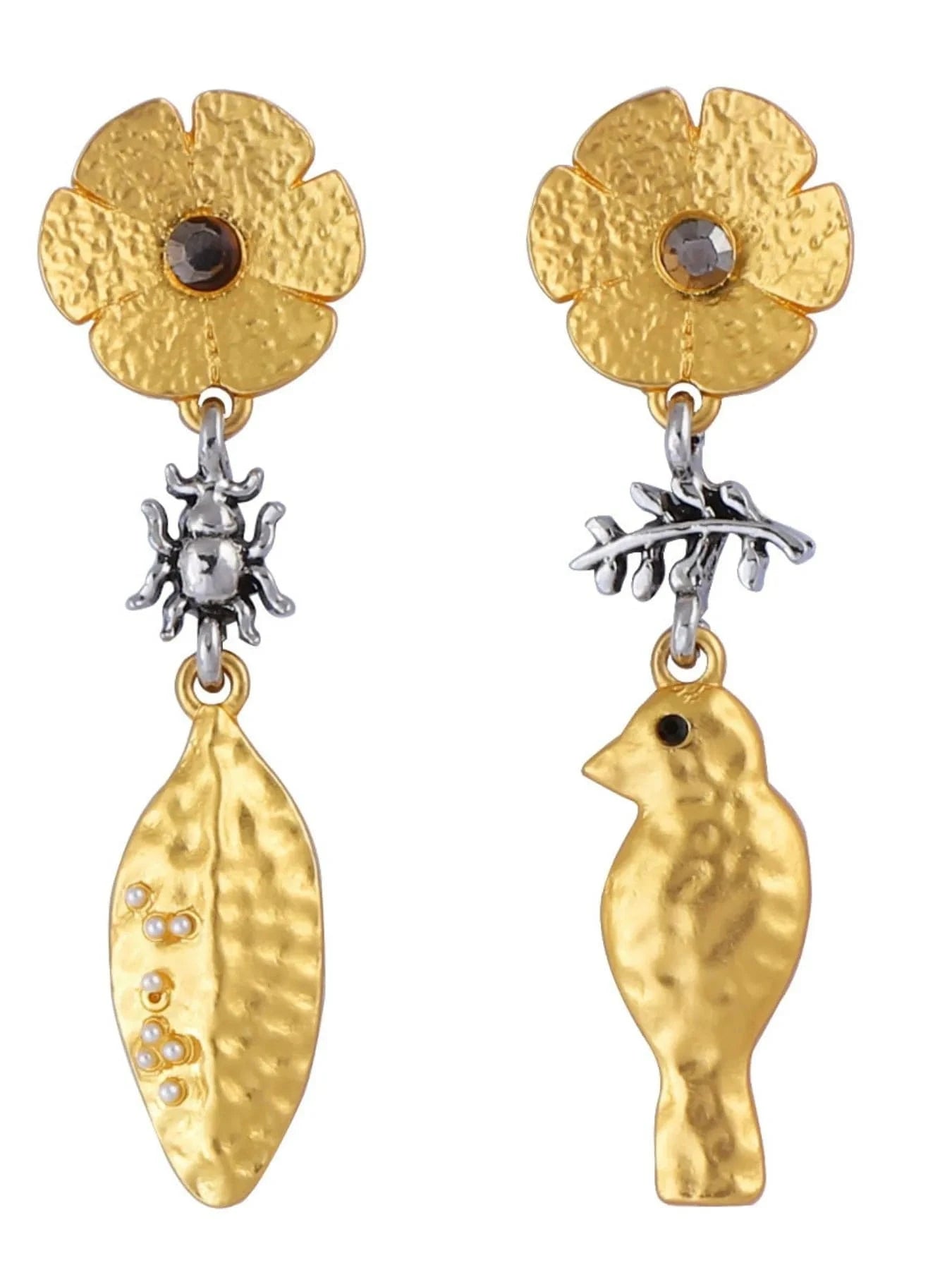 Trendsi accessories Gold / One Size 18K Gold-Plated Flower Charm Drop Earrings