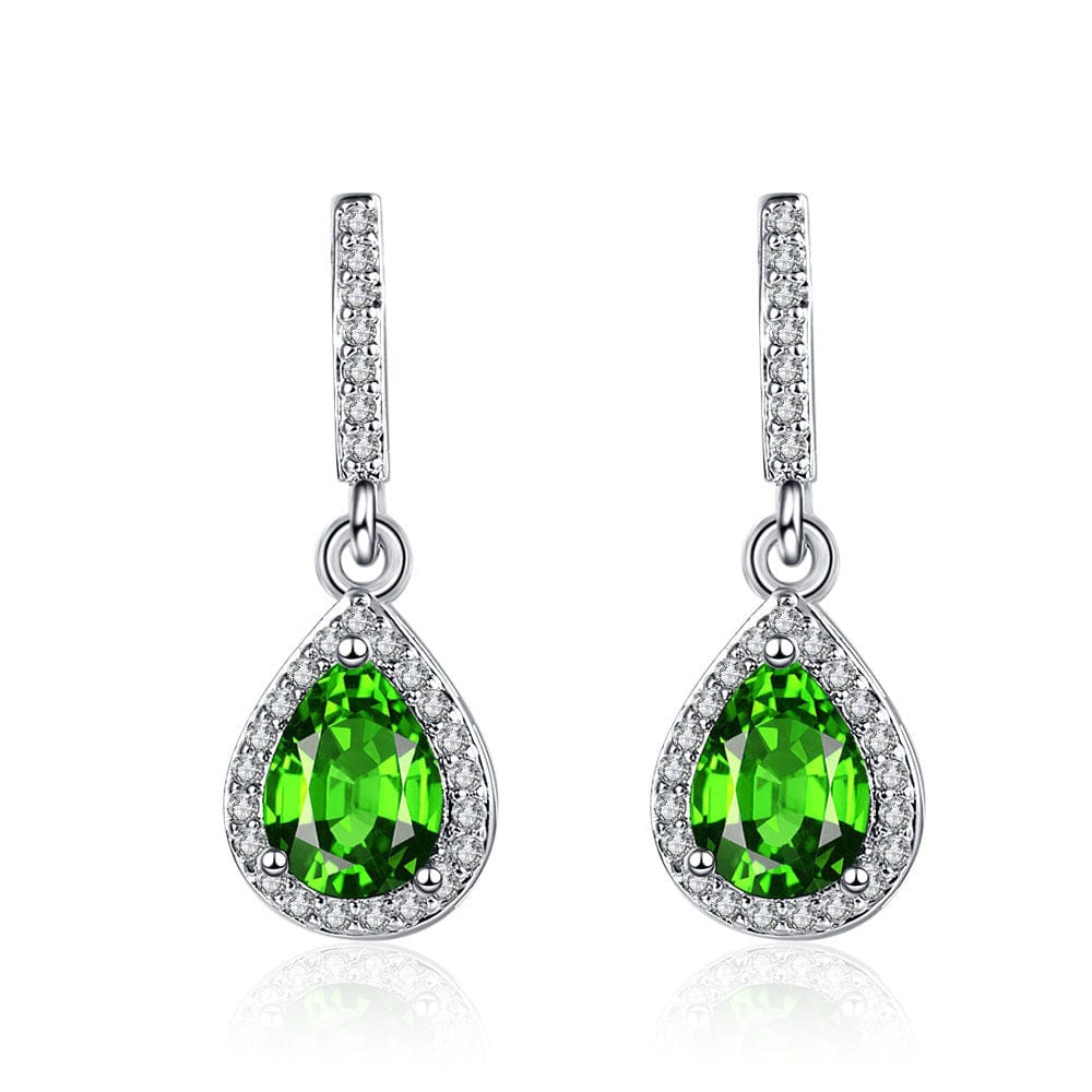 Trendsi accessories Lvzuan / White Gold Color Elegant Drop Shape Stud Earrings – Sparkling Micro-Inlaid Zircon Glam