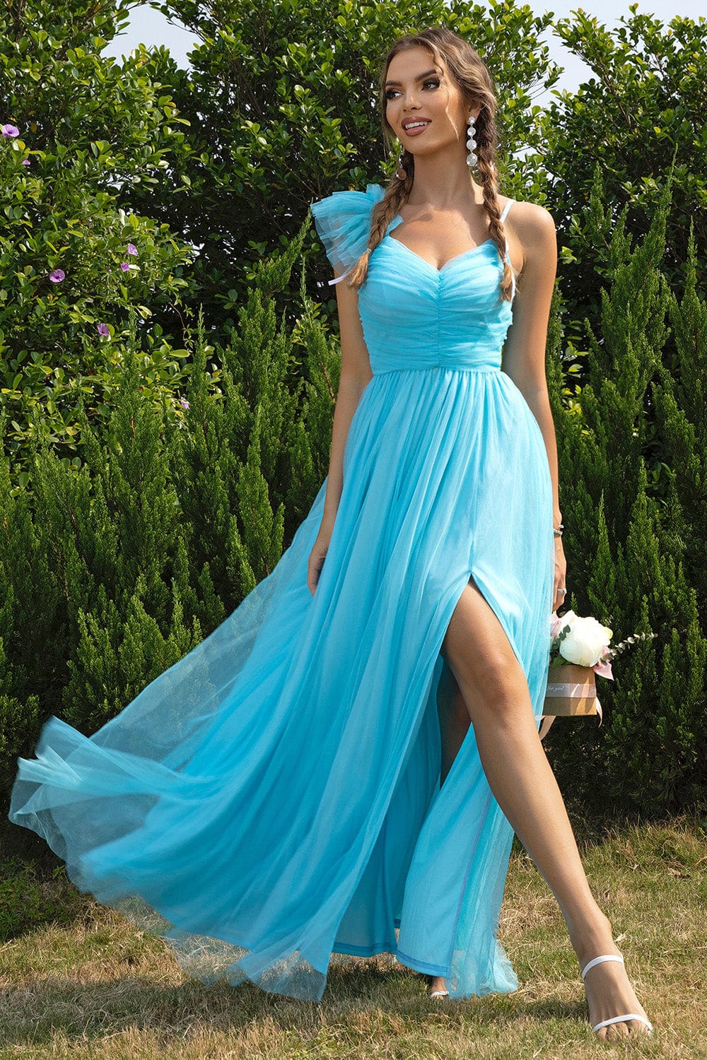 Trendsi Asymmetrical Ruched Slit Dress