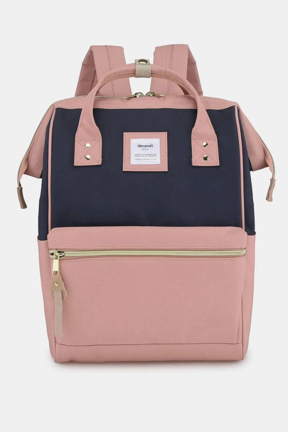 Trendsi B-Pink/Navy / One Size Himawari Waterproof Canvas Backpack Bag with Side Pockets