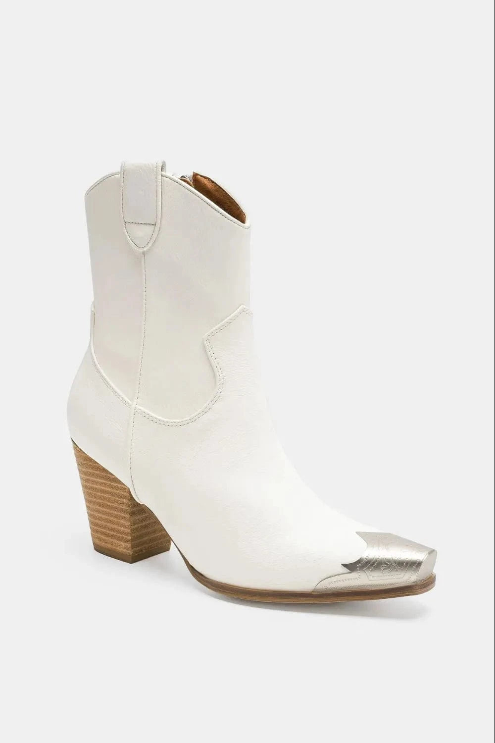 Trendsi Beast Fashion Faux Leather Block Heel Boots with Side Zippers