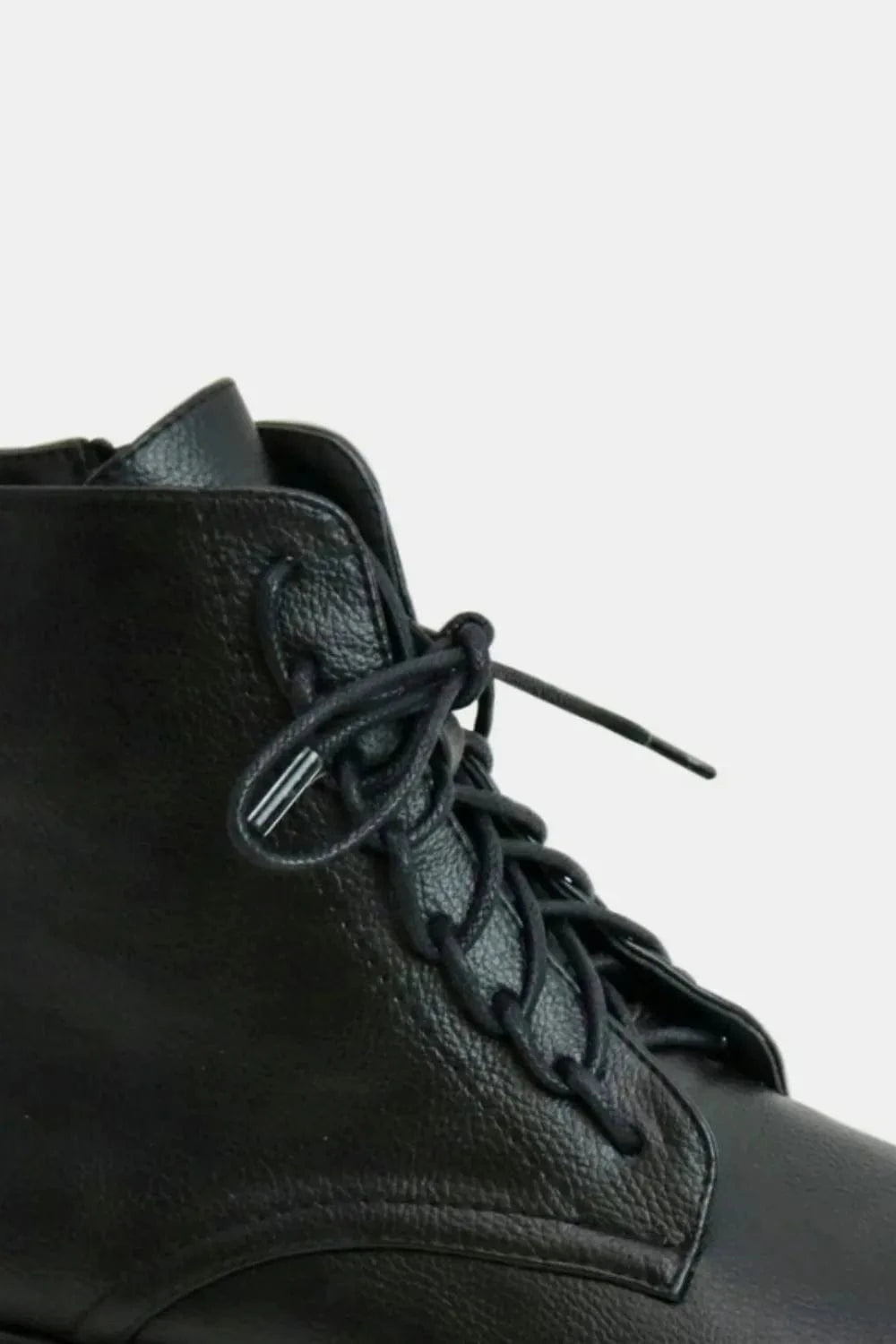 Trendsi Beast Fashion Faux Leather Lace-Up Boots with Side Zipper