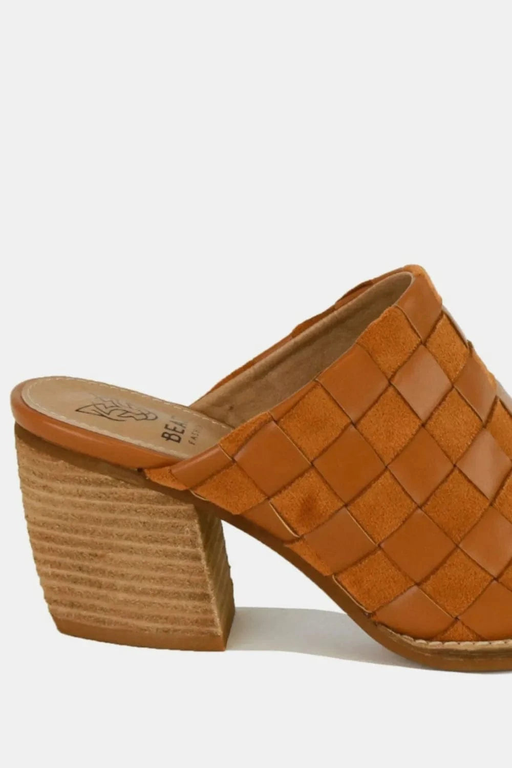 Trendsi Beast Fashion Woven Checkerboard Block Heel Mule Shoes