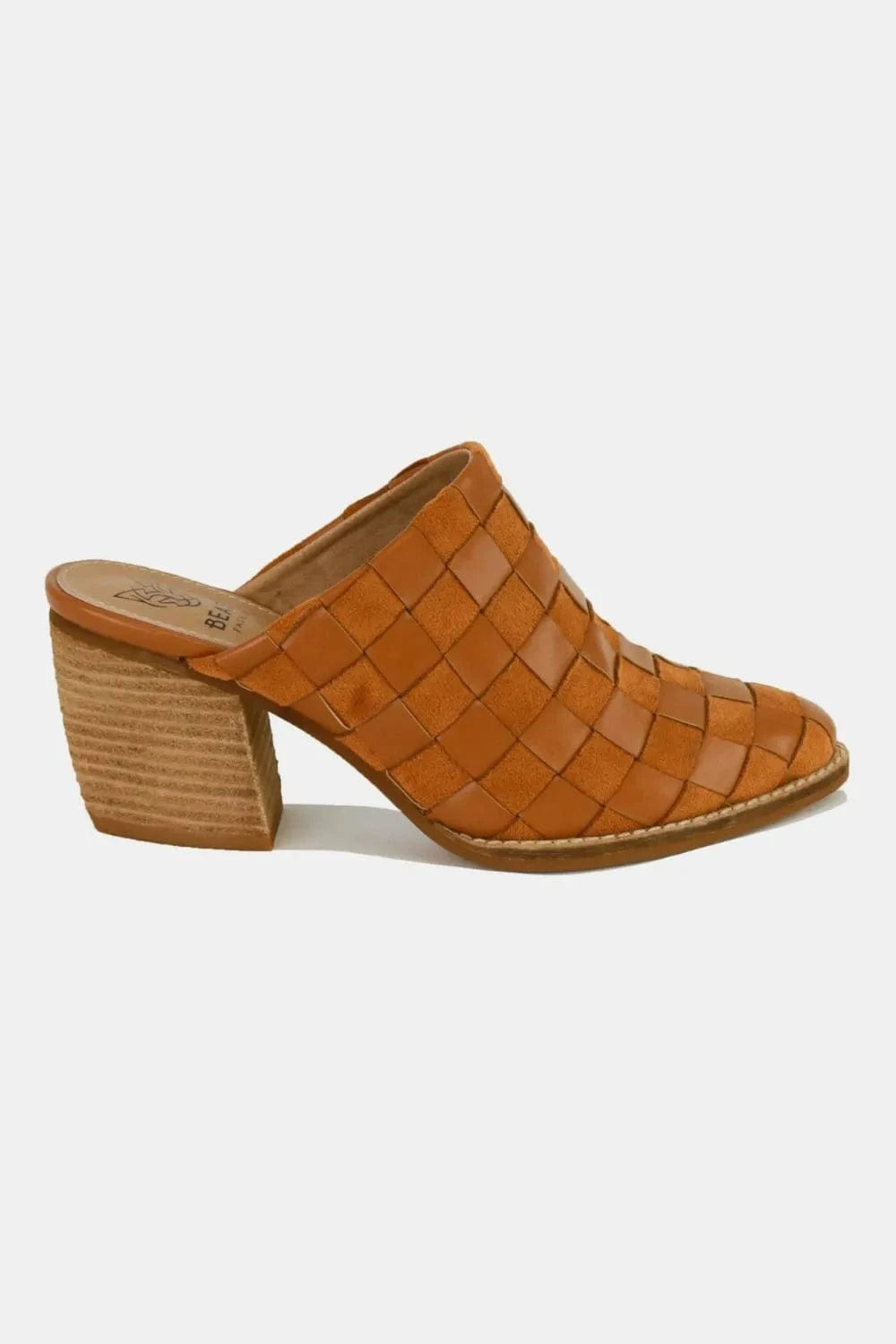 Trendsi Beast Fashion Woven Checkerboard Block Heel Mule Shoes