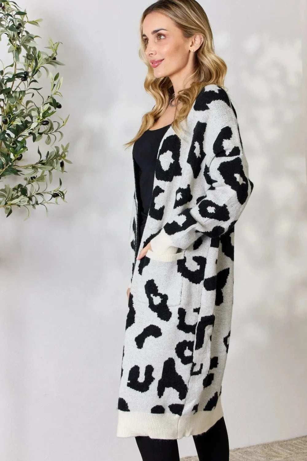 Trendsi BiBi Leopard Open Front Cardigan