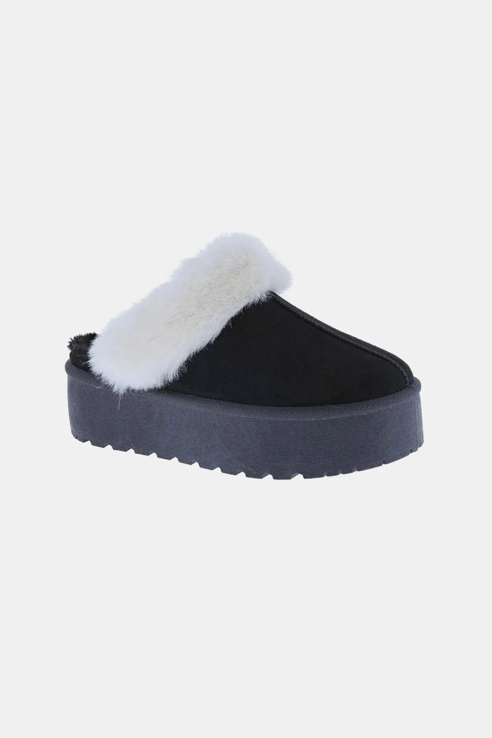 Trendsi Black / 6.5 Weeboo Thick Bottom Fur Trim Snow Slippers