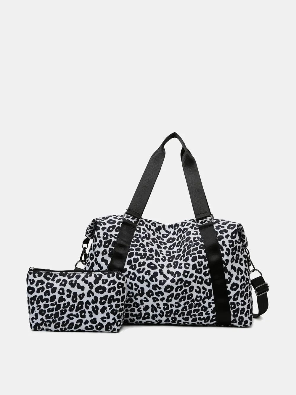 Trendsi Black / One Size Oxford Cloth Leopard 2-Piece Bag Set