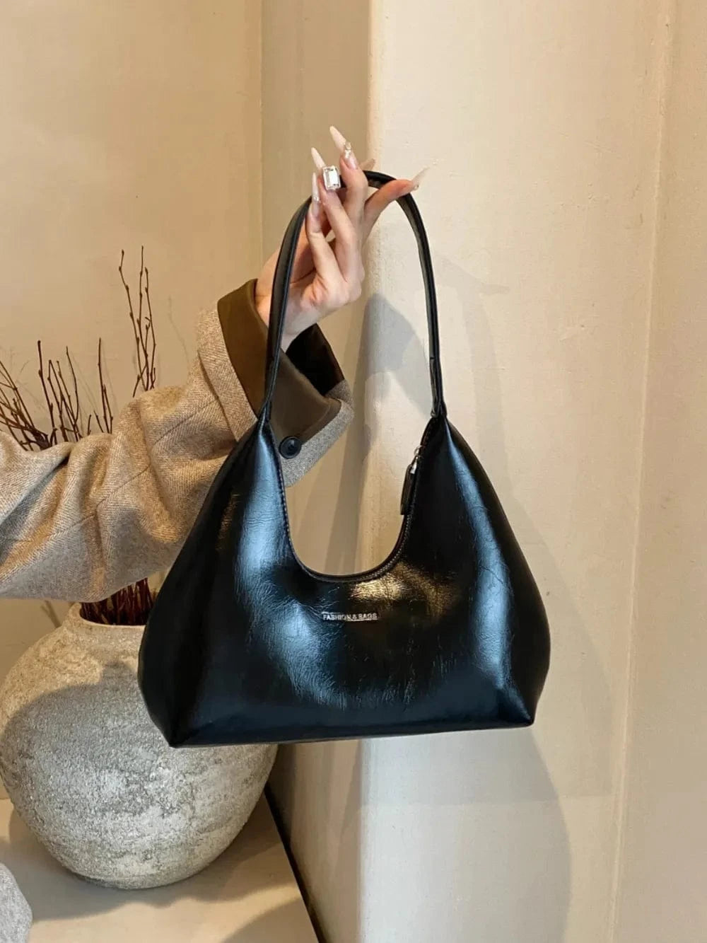 Trendsi Black / One Size PU Leather Shoulder Bag