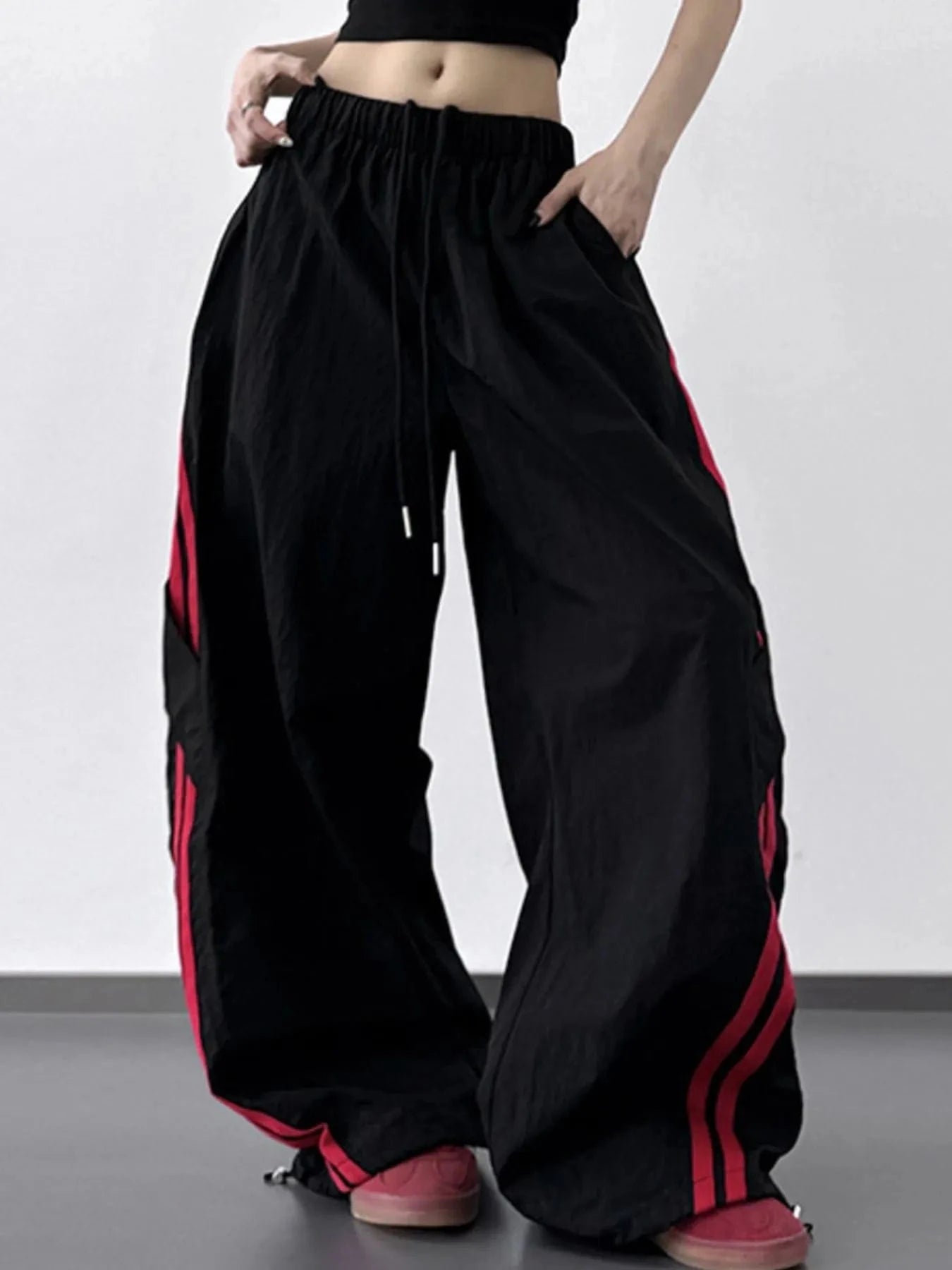 Trendsi Black / S Side Stripes Wide Leg Pants