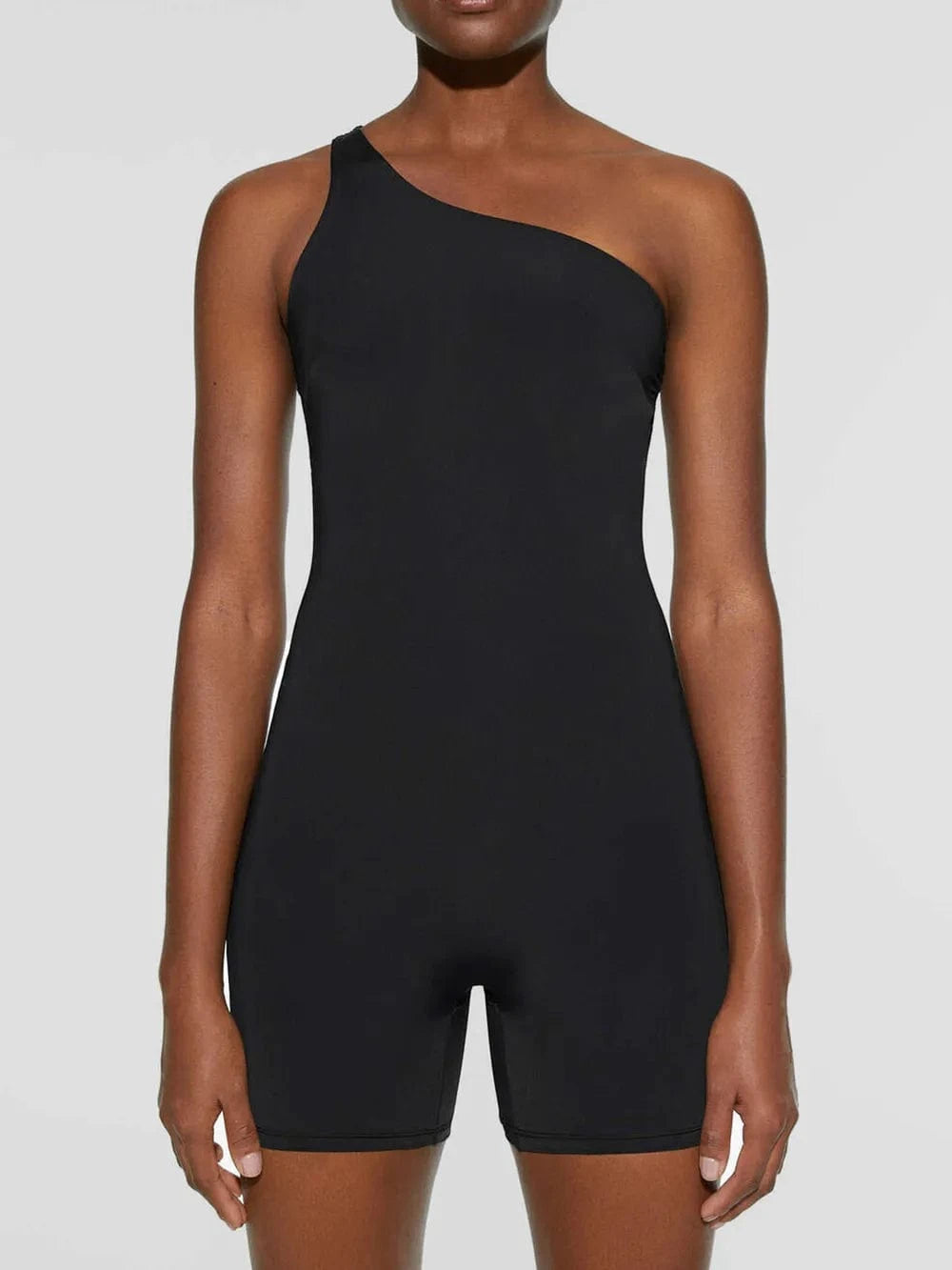 Trendsi Black / S Single Shoulder Active Romper
