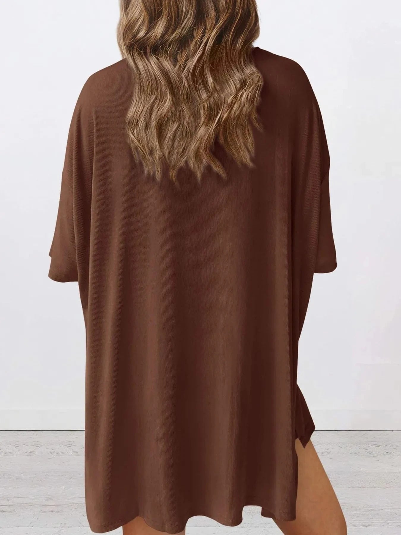 Trendsi Blazer&Shorts Full Size Oversized Round Neck Top and Shorts Set Plus Size