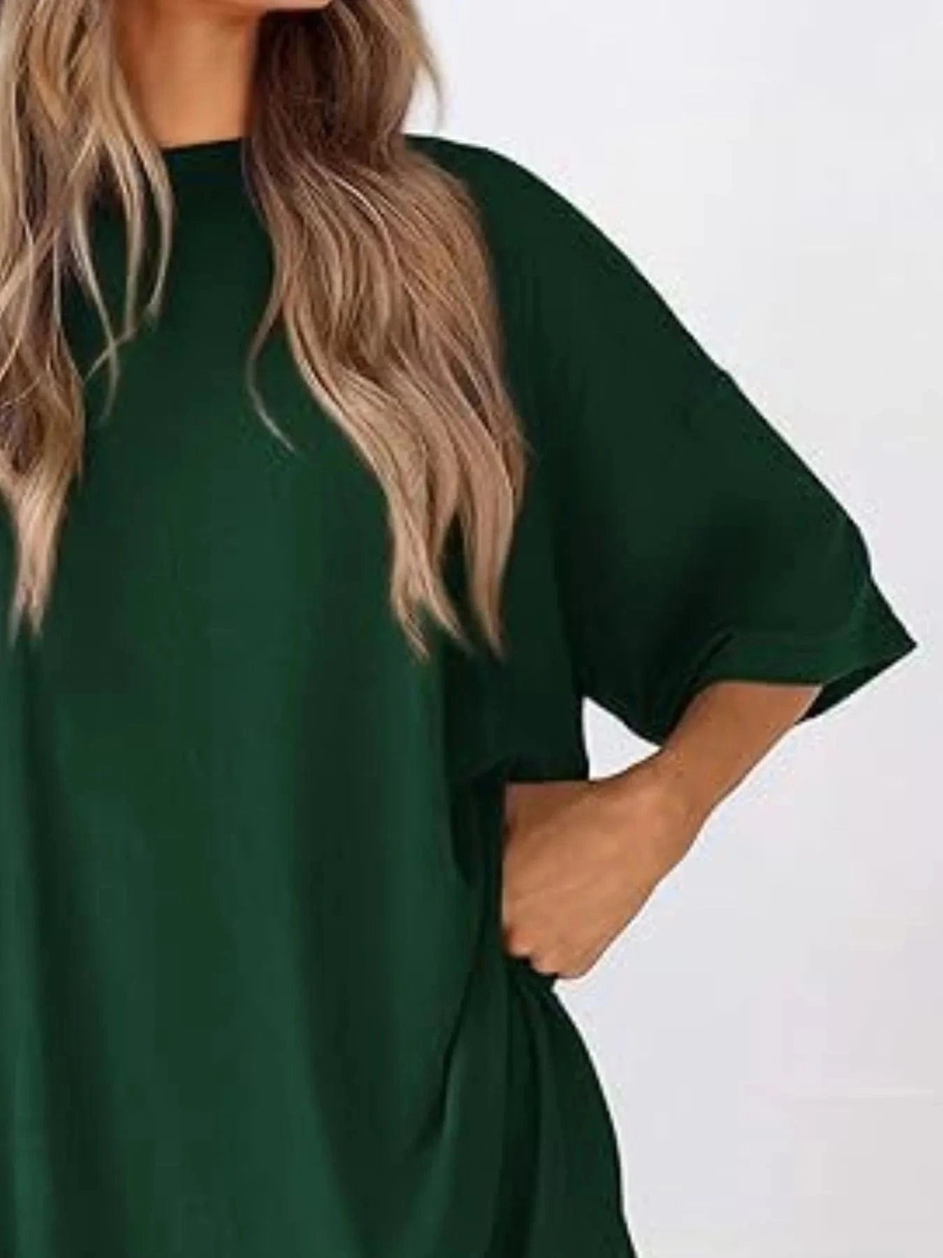 Trendsi Blazer&Shorts Full Size Oversized Round Neck Top and Shorts Set Plus Size