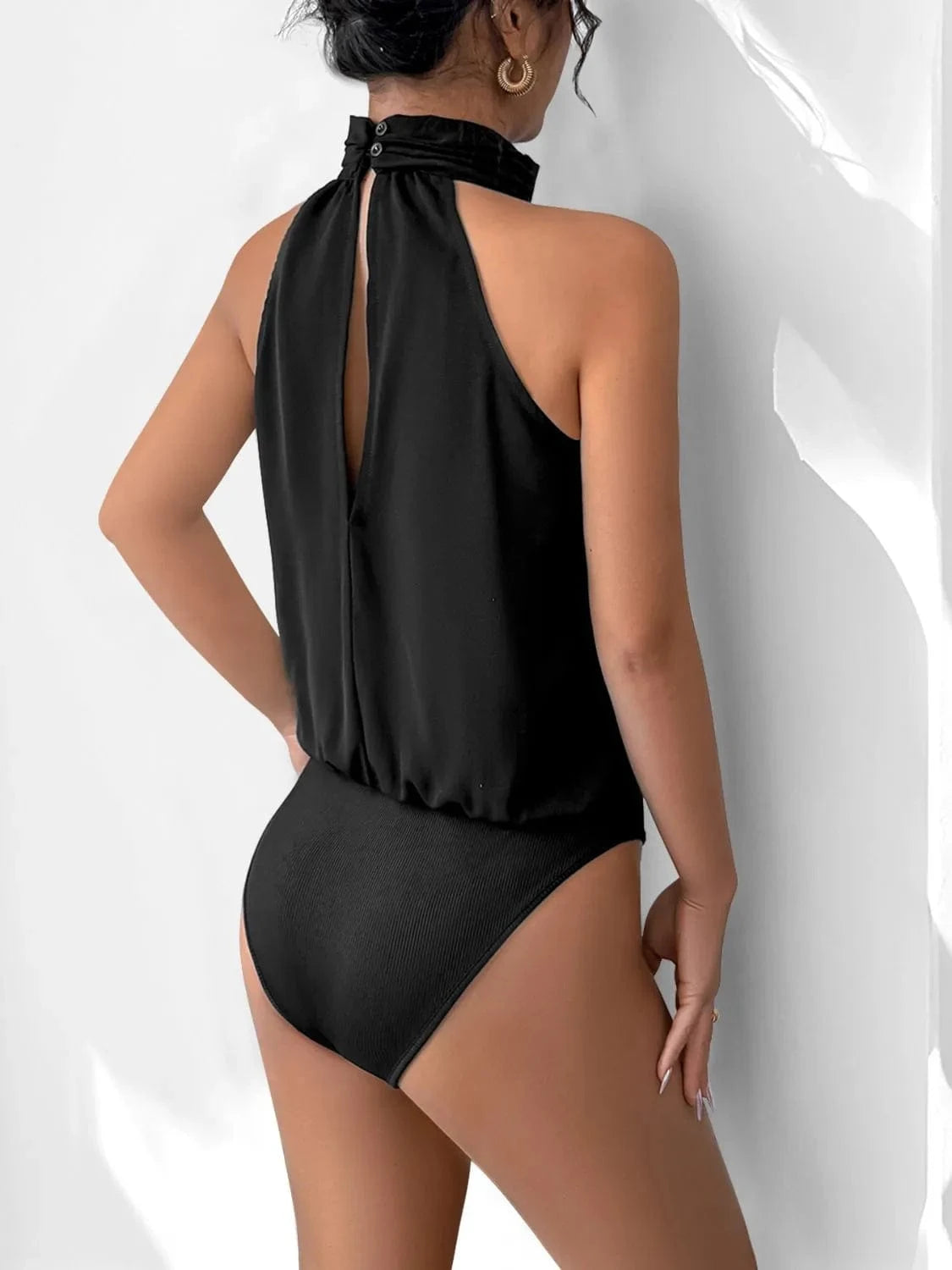 Trendsi bold bodysuits 3D Flower Grecian Neck Bodysuit