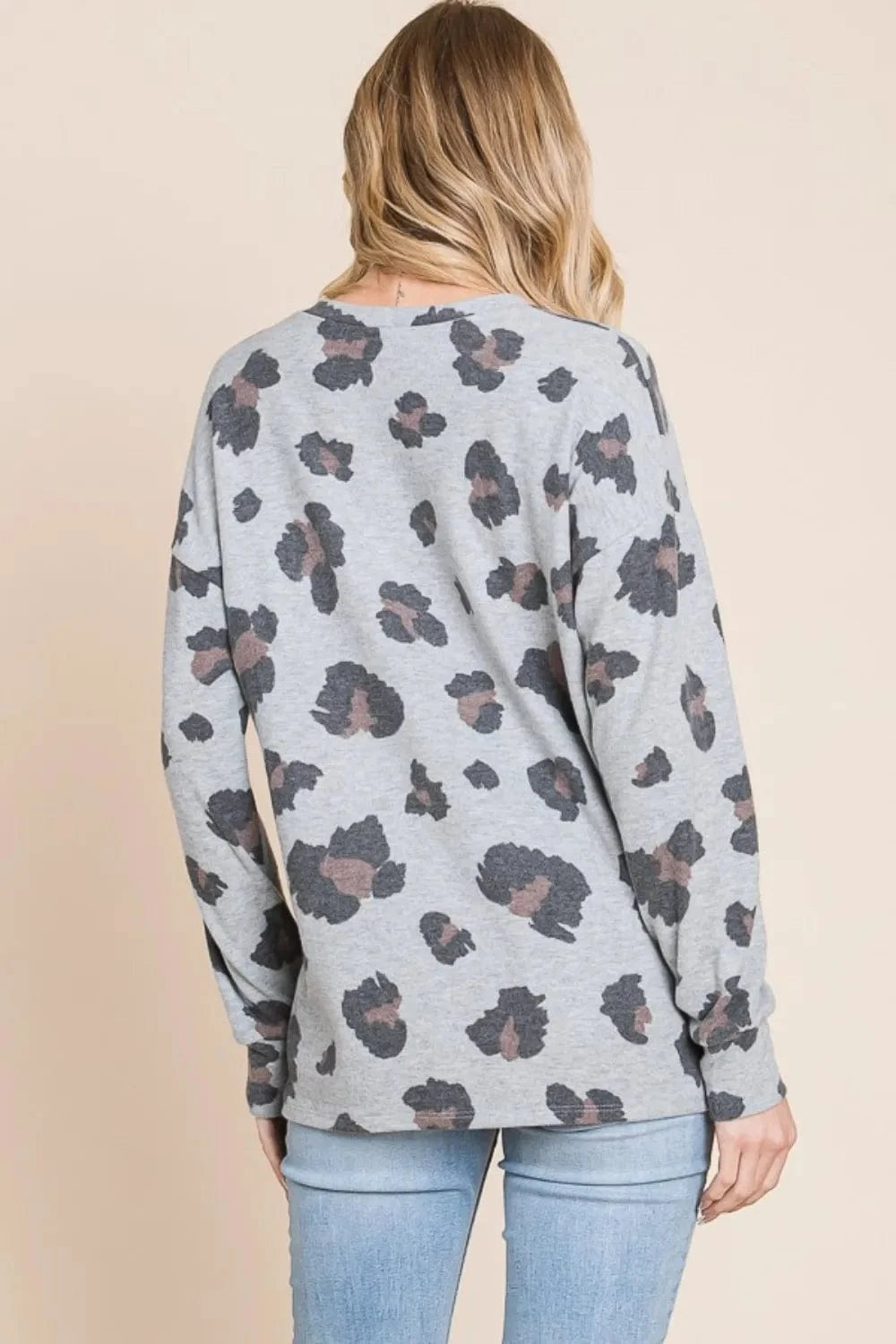 Trendsi BOMBOM Leopard Drop Shoulder T-Shirt
