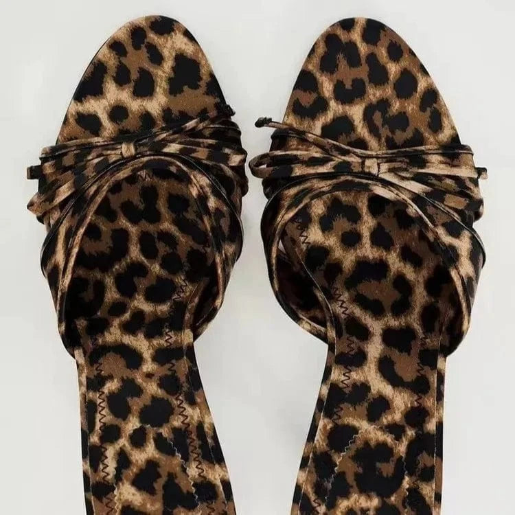 Trendsi Bow Leopard Kitten Heel Sandals