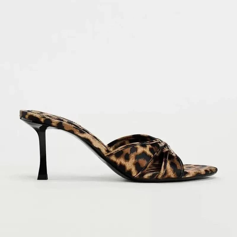Trendsi Bow Leopard Kitten Heel Sandals