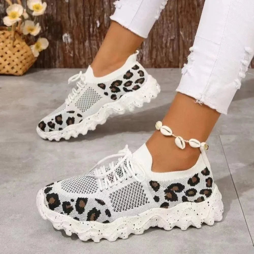 Trendsi Brown Leopard / 36(US5) Leopard Mesh Round Toe Athletic