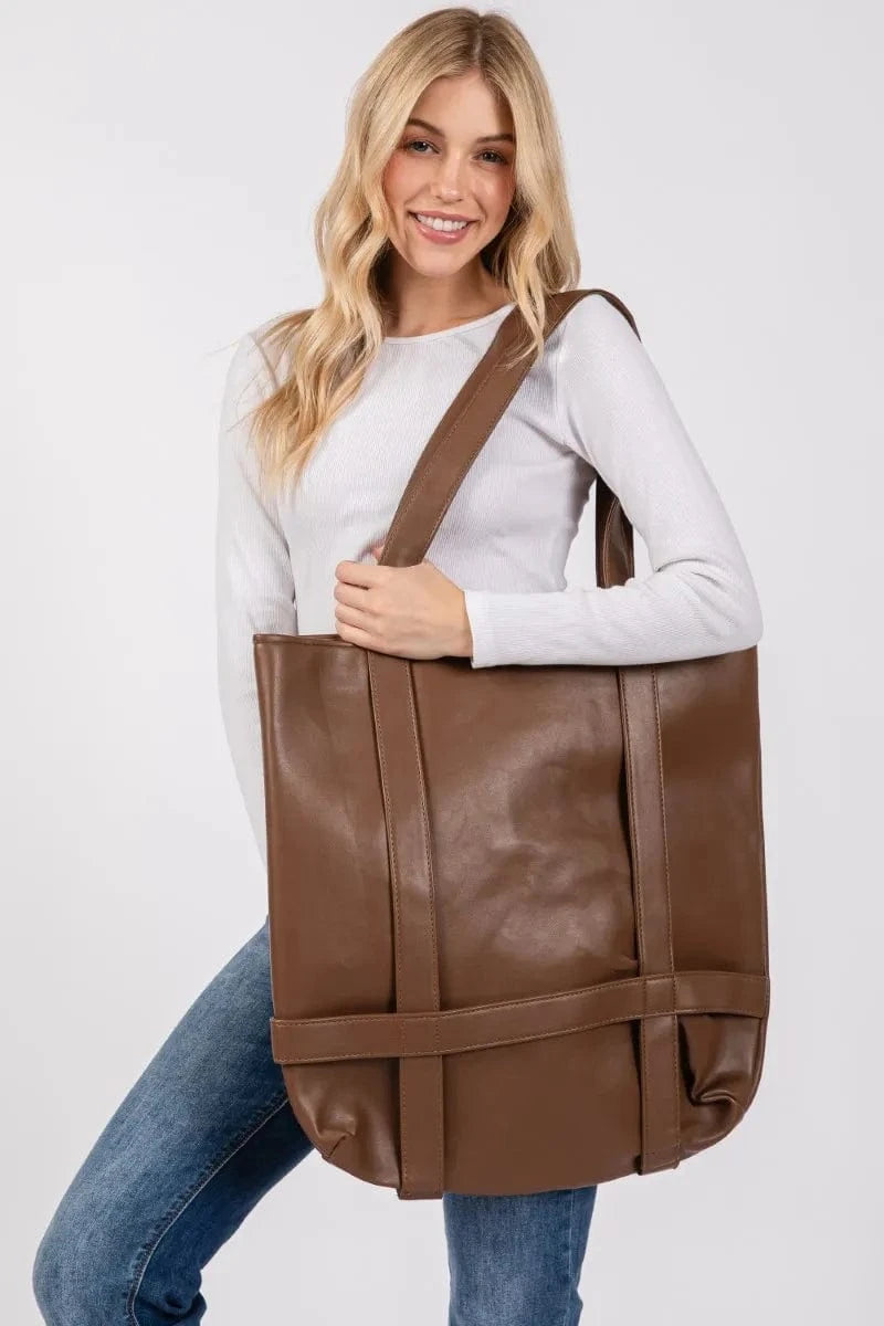 Trendsi Brown / One Size Fame Hat Carrier Tote Bag