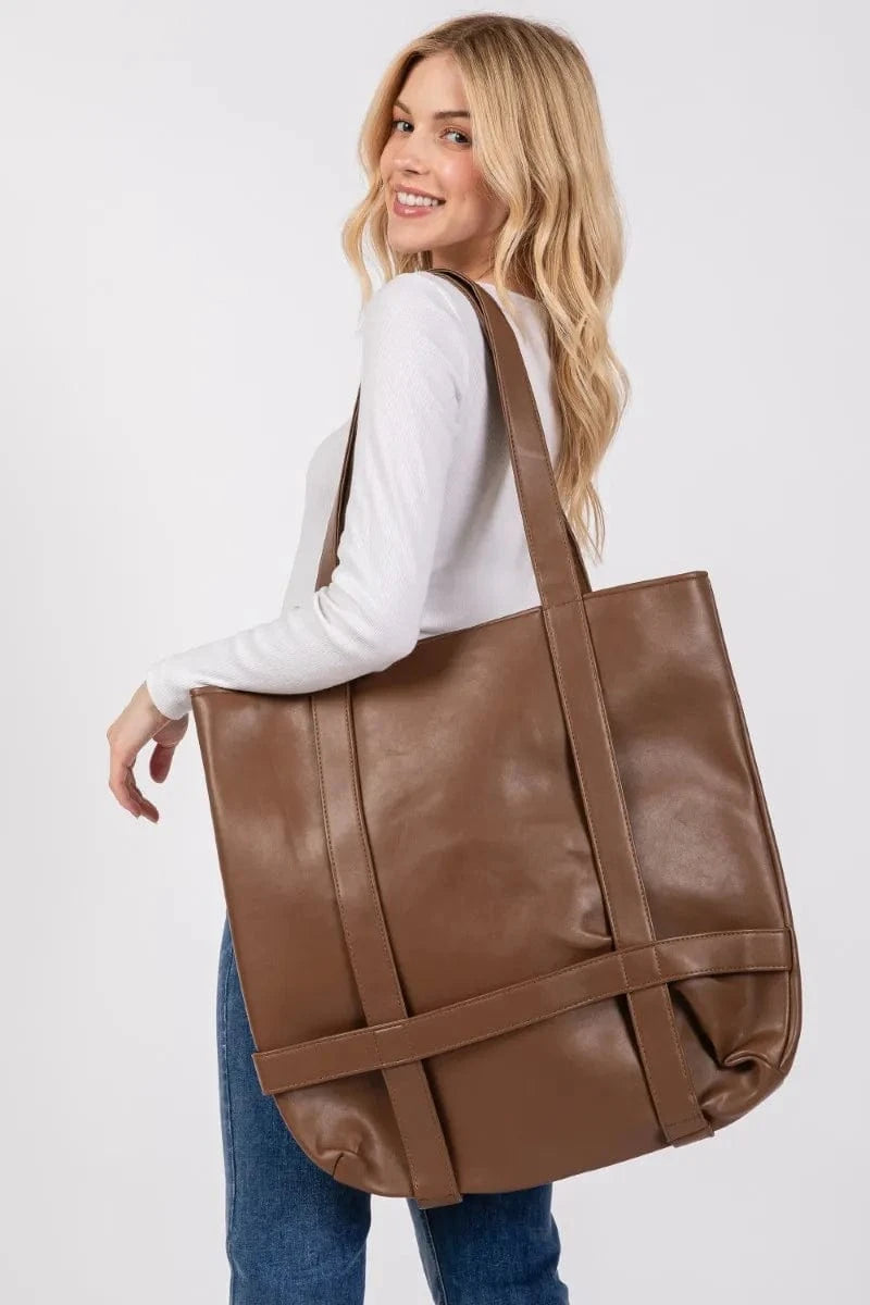 Trendsi Brown / One Size Fame Hat Carrier Tote Bag