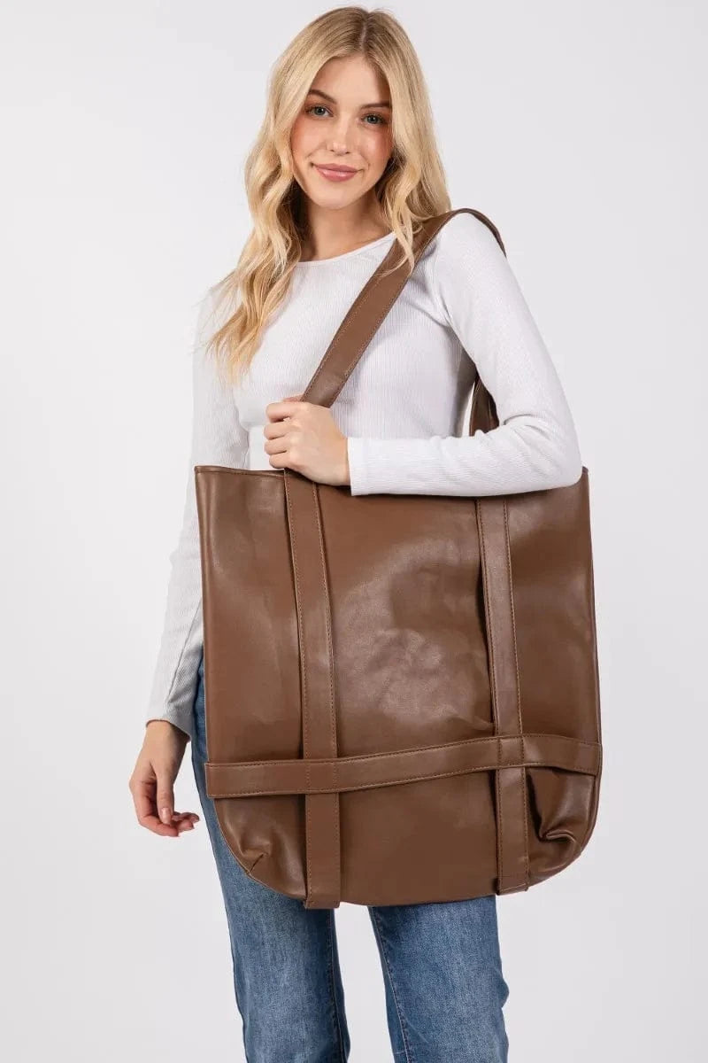 Trendsi Brown / One Size Fame Hat Carrier Tote Bag
