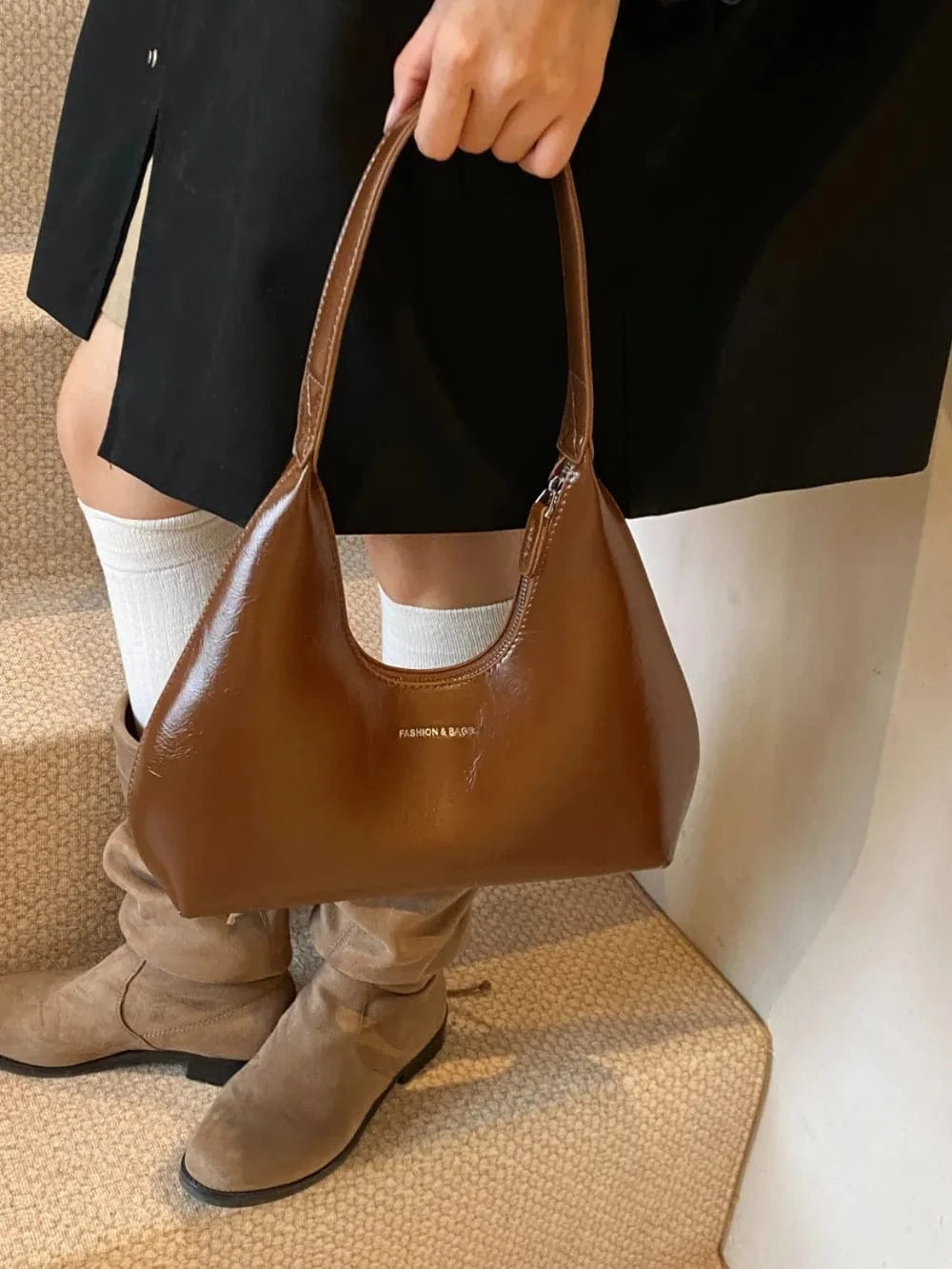 Trendsi Caramel / One Size PU Leather Shoulder Bag