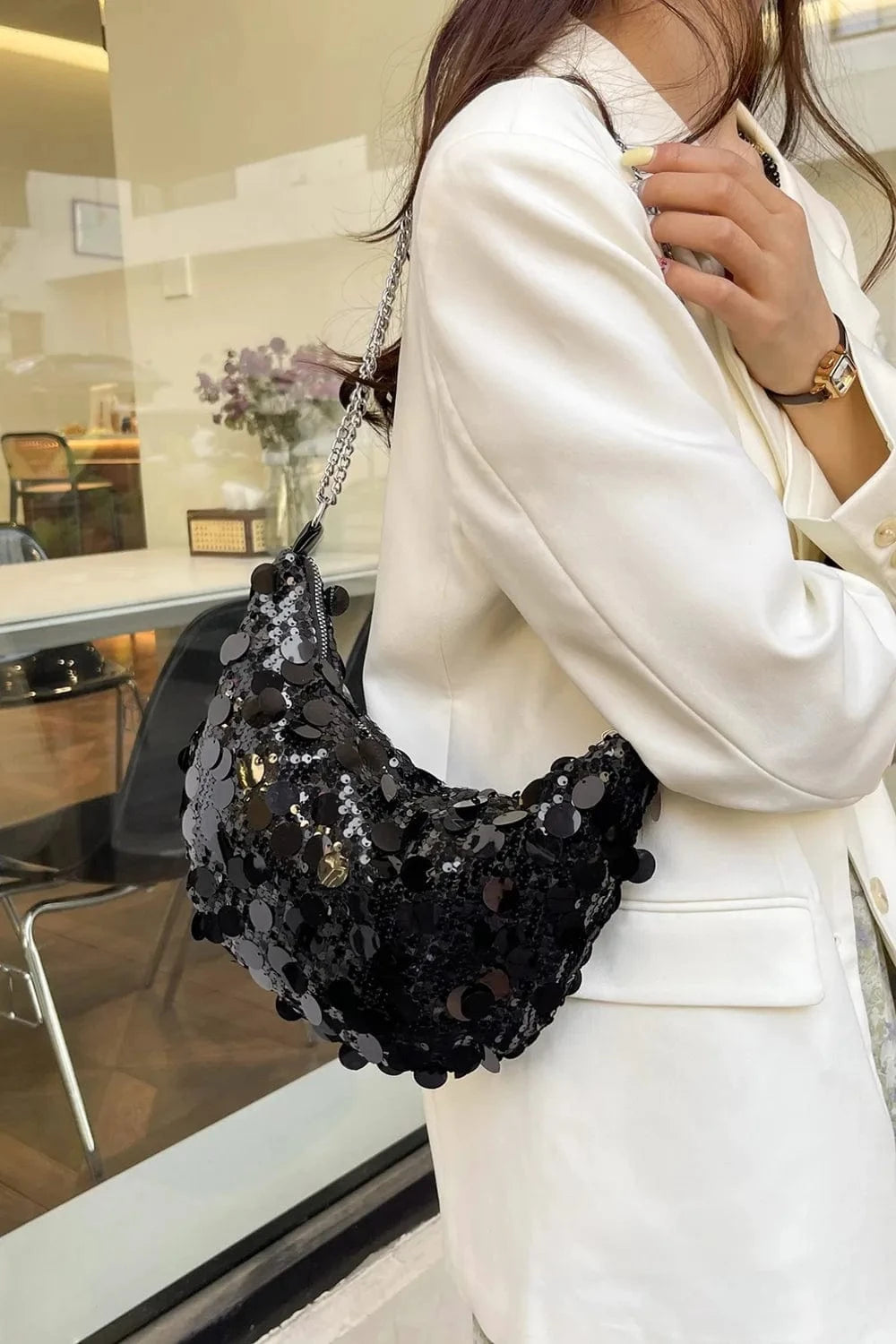 Trendsi chic bags Sequin Chain Crossbody Bag