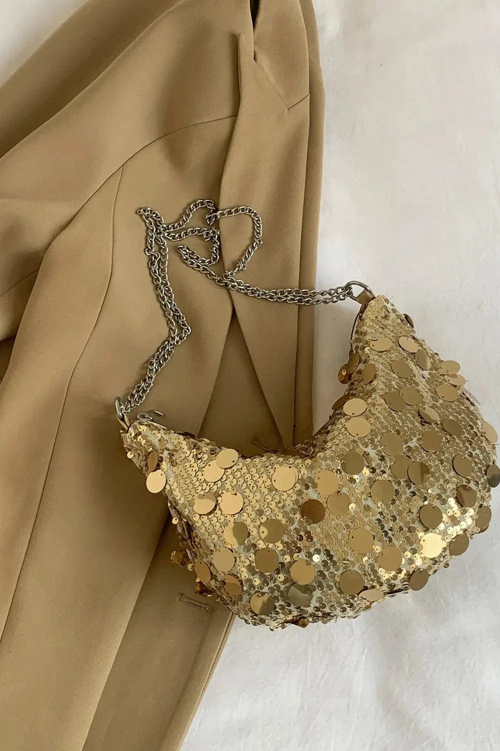 Trendsi chic bags Sequin Chain Crossbody Bag