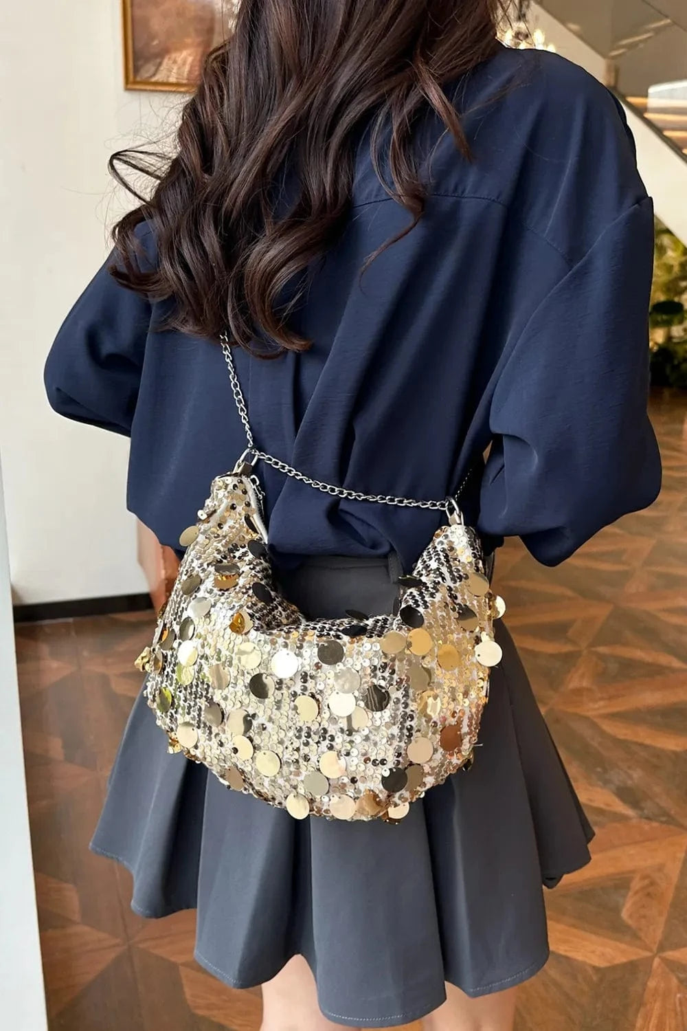 Trendsi chic bags Sequin Chain Crossbody Bag